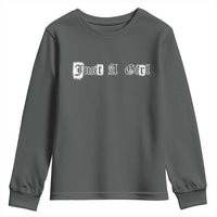 Just A Girl Youth Sweatshirt Gothic Blackletter Typography Design