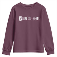 Just A Girl Youth Sweatshirt Gothic Blackletter Typography Design