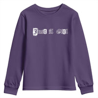 Just A Girl Youth Sweatshirt Gothic Blackletter Typography Design