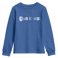 Just A Girl Youth Sweatshirt Gothic Blackletter Typography Design