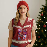 Retired Teacher V-Neck Knit Sweater Vest Forever On Summer Break Retirement 2026