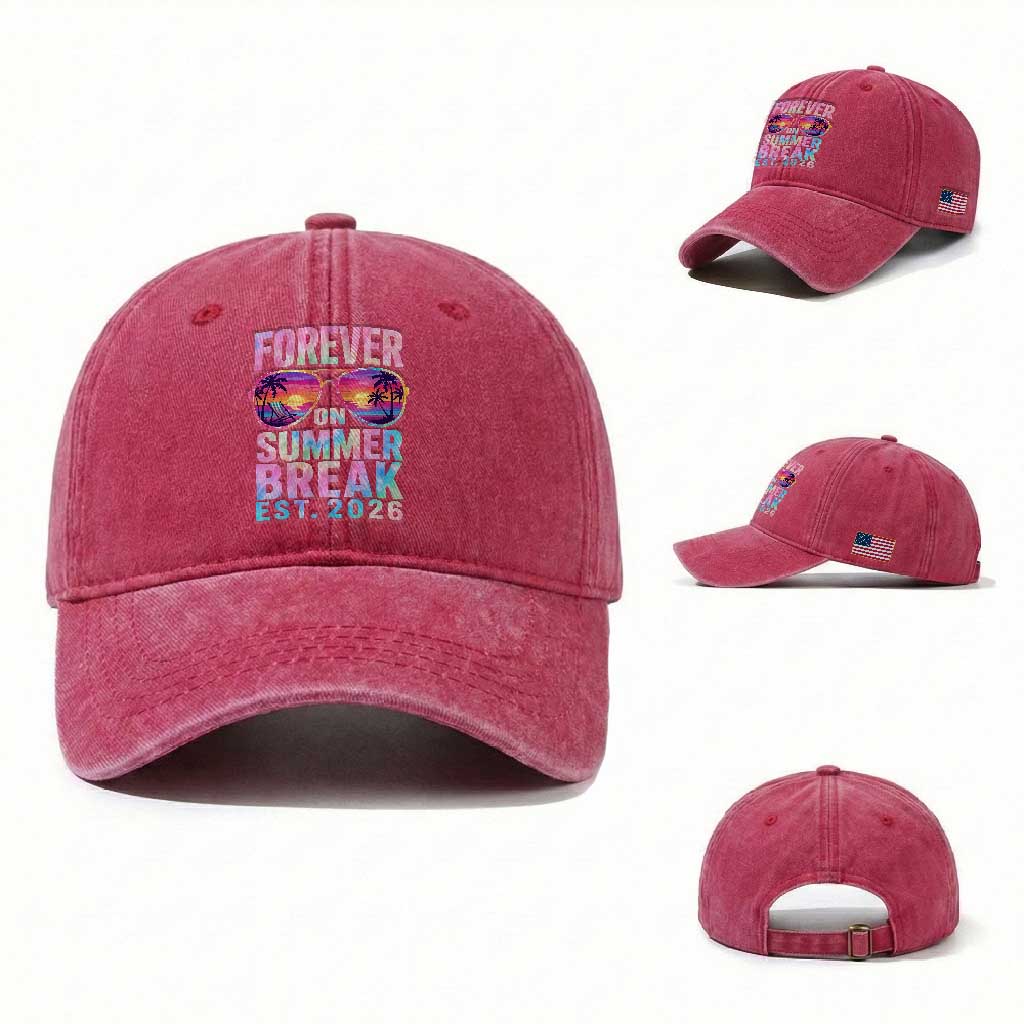Retired Teacher Washed Cotton Baseball Cap Forever On Summer Break Retirement 2026