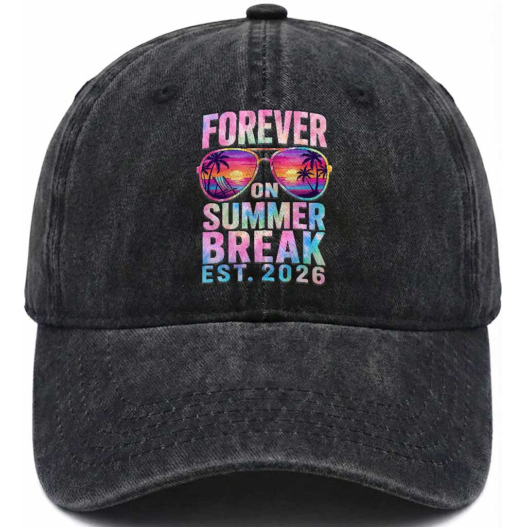 Retired Teacher Washed Cotton Baseball Cap Forever On Summer Break Retirement 2026
