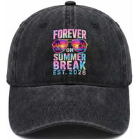 Retired Teacher Washed Cotton Baseball Cap Forever On Summer Break Retirement 2026