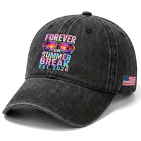 Retired Teacher Washed Cotton Baseball Cap Forever On Summer Break Retirement 2026