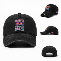 Retired Teacher Washed Cotton Baseball Cap Forever On Summer Break Retirement 2026