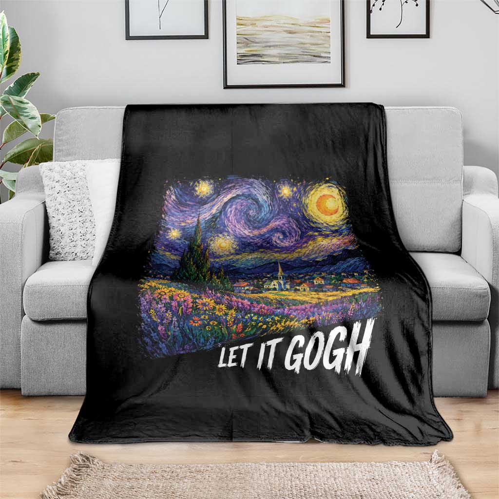 Let it Gogh Funny Vincent Van Gogh Starry Night Throw Blanket