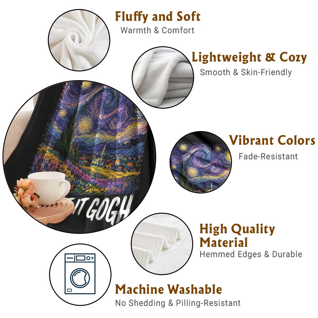 Let it Gogh Funny Vincent Van Gogh Starry Night Throw Blanket