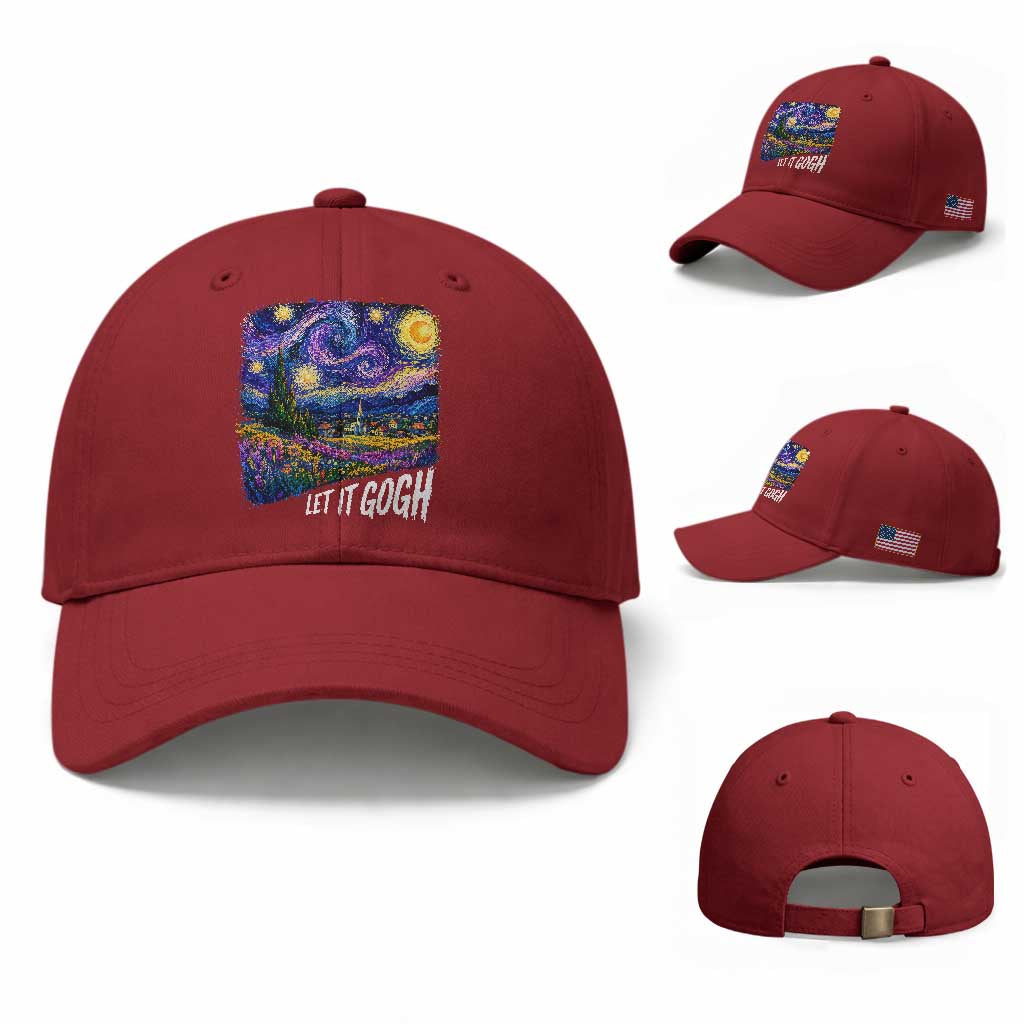 Let it Gogh Funny Vincent Van Gogh Starry Night Baseball Cap