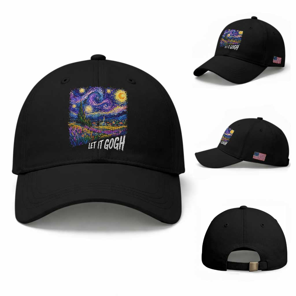 Let it Gogh Funny Vincent Van Gogh Starry Night Baseball Cap