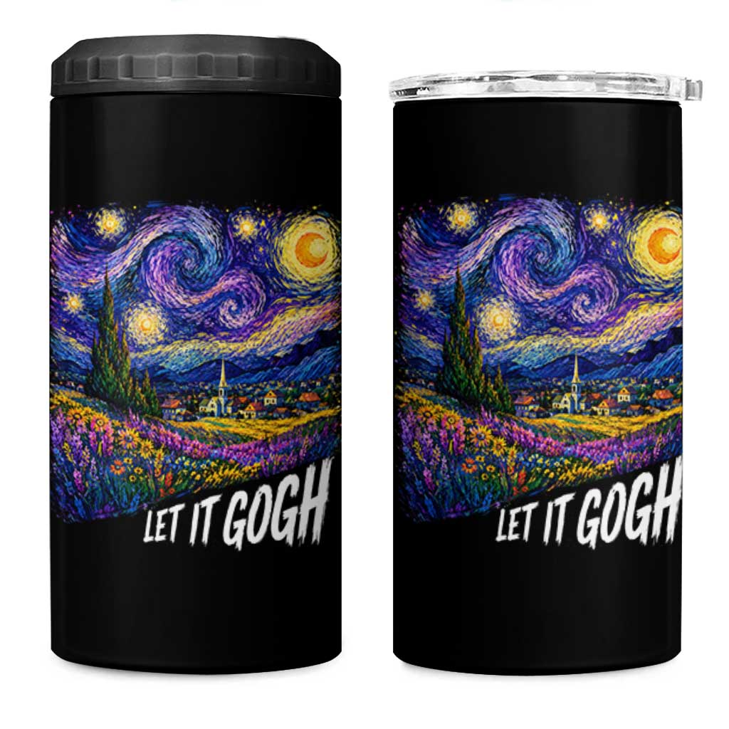 Let it Gogh Funny Vincent Van Gogh Starry Night 4 in 1 Can Cooler Tumbler