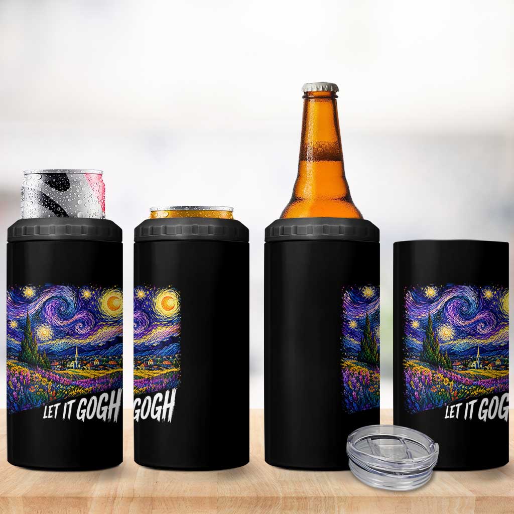 Let it Gogh Funny Vincent Van Gogh Starry Night 4 in 1 Can Cooler Tumbler
