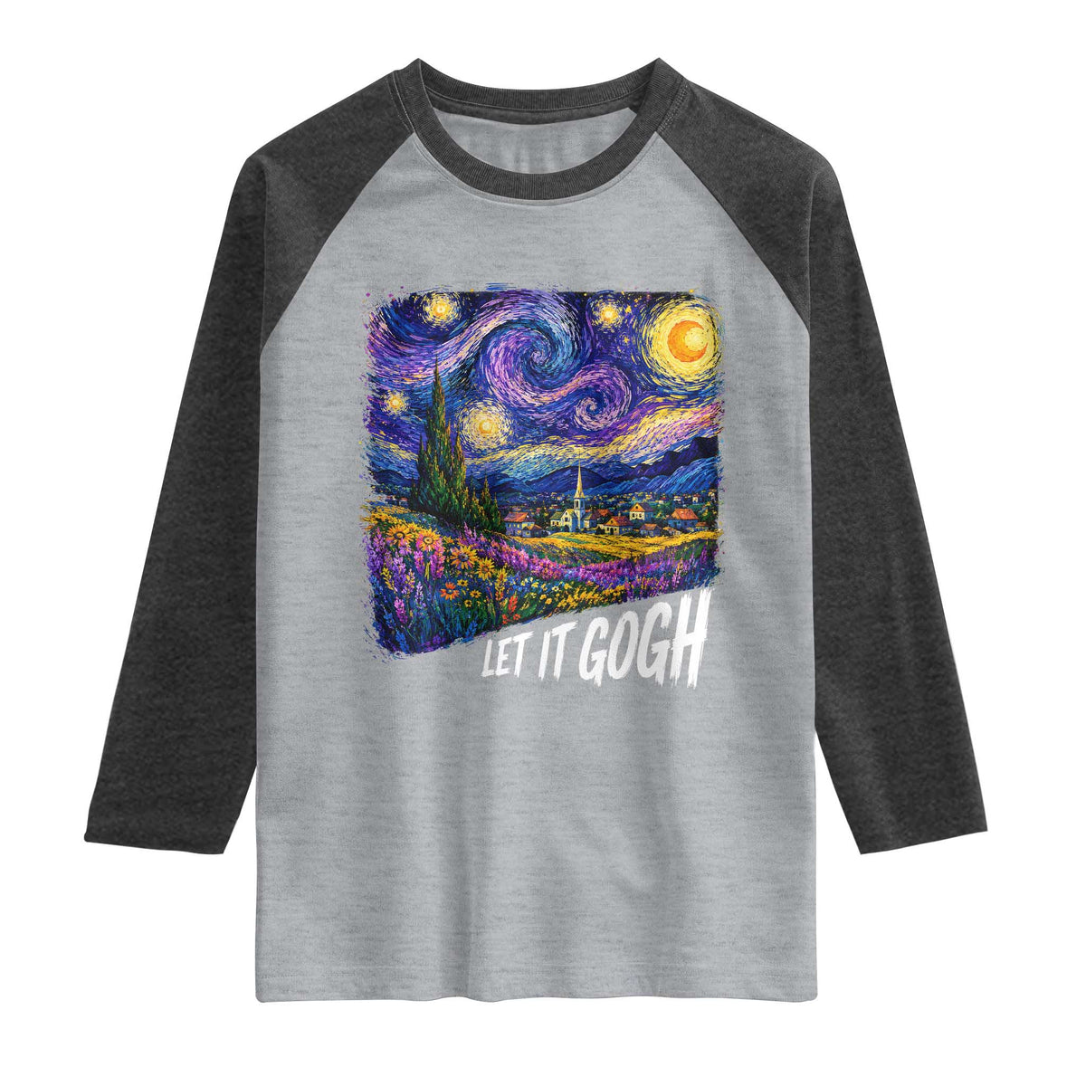 Let it Gogh Funny Vincent Van Gogh Starry Night Raglan Shirt