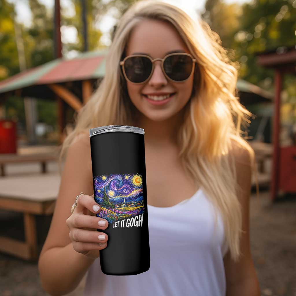 Let it Gogh Funny Vincent Van Gogh Starry Night Skinny Tumbler