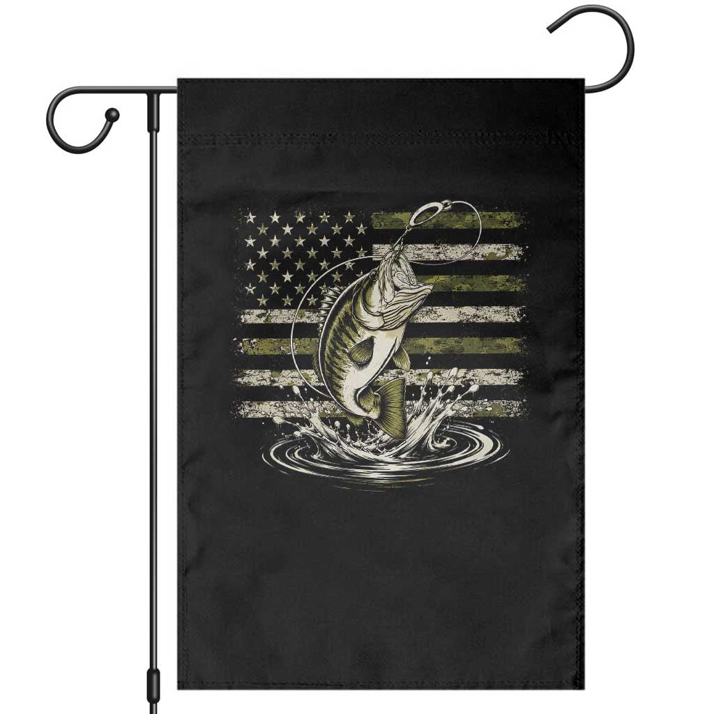 Vintage Bass Fishing Camouflage Garden Flag Patriotic Largemouth Bass Angler Fishing Lovers Fisherman Camo US Flag