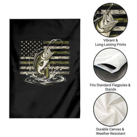Vintage Bass Fishing Camouflage Garden Flag Patriotic Largemouth Bass Angler Fishing Lovers Fisherman Camo US Flag