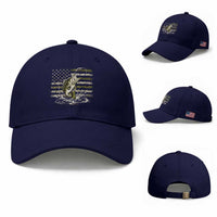 Vintage Bass Fishing Camouflage Baseball Cap Patriotic Largemouth Bass Angler Fishing Lovers Fisherman Camo US Flag