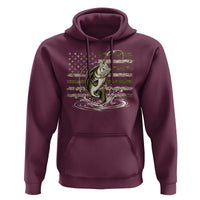 Vintage Bass Fishing Camouflage Hoodie Patriotic Largemouth Bass Angler Fishing Lovers Fisherman Camo US Flag