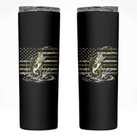 Vintage Bass Fishing Camouflage Skinny Tumbler Patriotic Largemouth Bass Angler Fishing Lovers Fisherman Camo US Flag