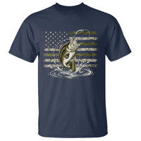 Vintage Bass Fishing Camouflage T Shirt Patriotic Largemouth Bass Angler Fishing Lovers Fisherman Camo US Flag