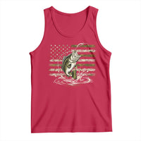 Vintage Bass Fishing Camouflage Tank Top Patriotic Largemouth Bass Angler Fishing Lovers Fisherman Camo US Flag
