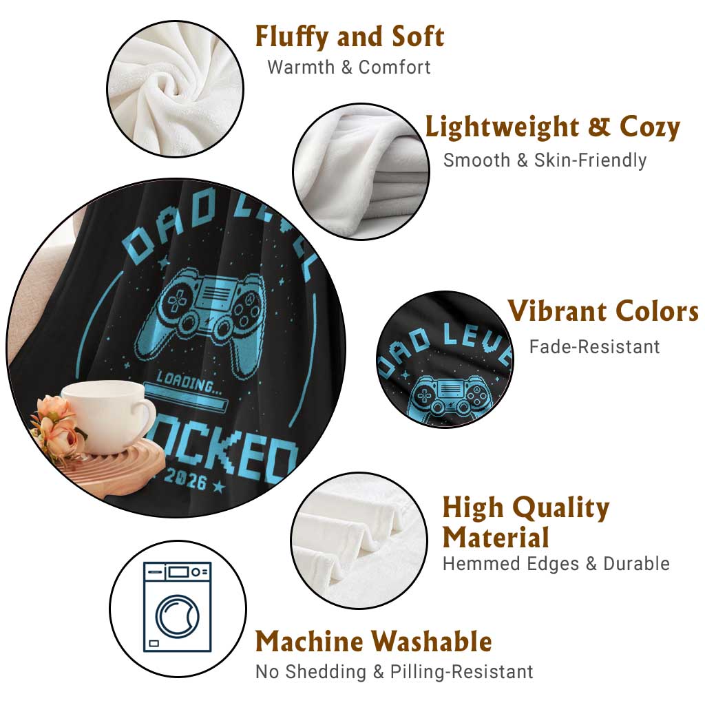 Promoted to Dad 2026 Throw Blanket New Dad Gifts for First Time Daddy Fathers Day
