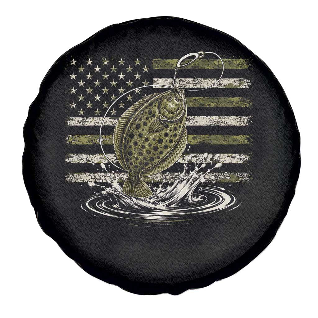 Flounder Fishing Camouflage American Flag Spare Tire Cover Patriotic Flatfish Angler Gift Saltwater Fishing Lovers