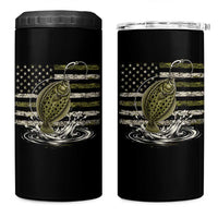Flounder Fishing Camouflage American Flag 4 in 1 Can Cooler Tumbler Patriotic Flatfish Angler Gift Saltwater Fishing Lovers