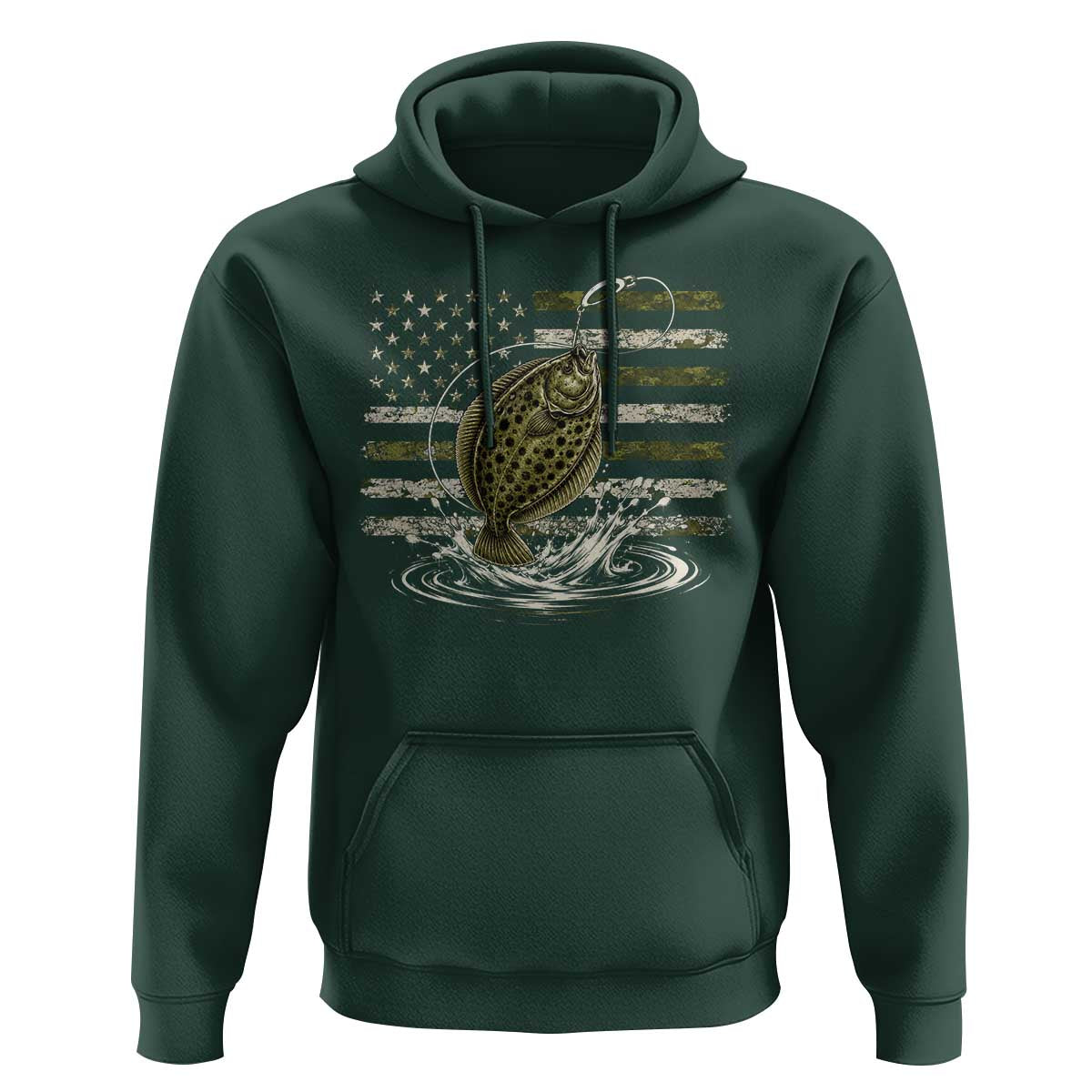 Flounder Fishing Camouflage American Flag Hoodie Patriotic Flatfish Angler Gift Saltwater Fishing Lovers