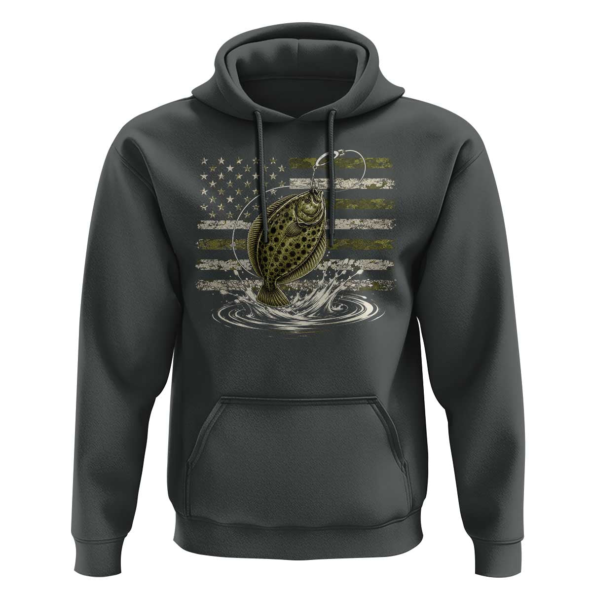 Flounder Fishing Camouflage American Flag Hoodie Patriotic Flatfish Angler Gift Saltwater Fishing Lovers