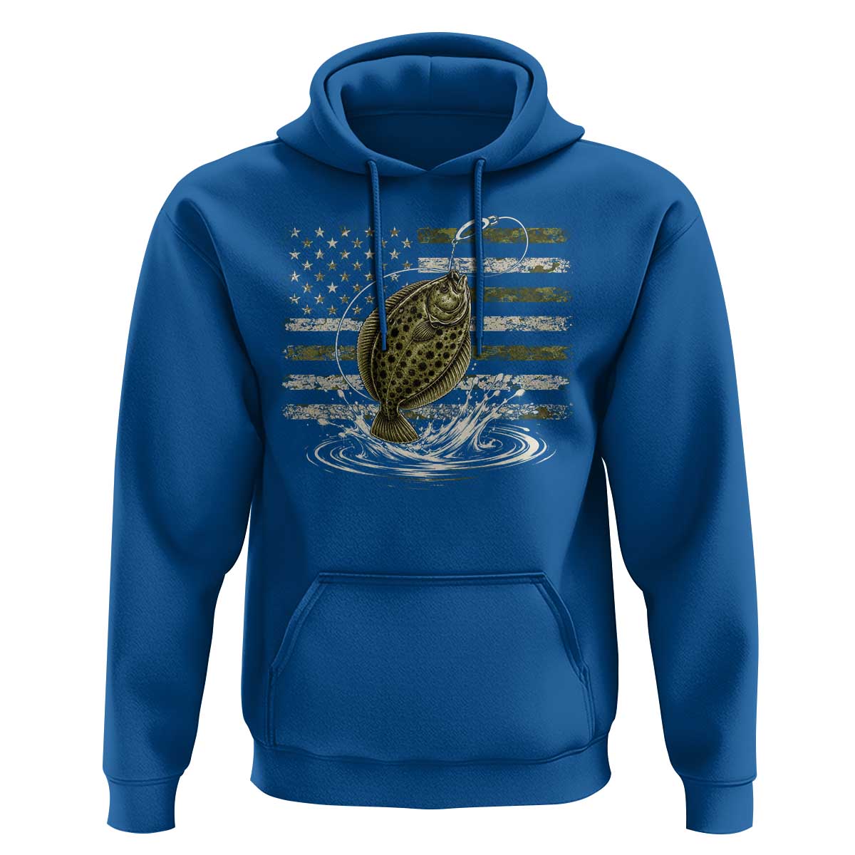 Flounder Fishing Camouflage American Flag Hoodie Patriotic Flatfish Angler Gift Saltwater Fishing Lovers