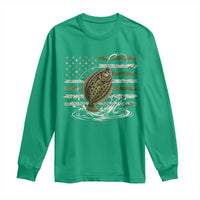 Flounder Fishing Camouflage American Flag Long Sleeve Shirt Patriotic Flatfish Angler Gift Saltwater Fishing Lovers