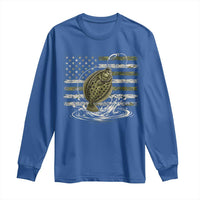 Flounder Fishing Camouflage American Flag Long Sleeve Shirt Patriotic Flatfish Angler Gift Saltwater Fishing Lovers