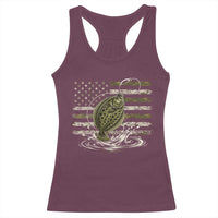 Flounder Fishing Camouflage American Flag Racerback Tank Top Patriotic Flatfish Angler Gift Saltwater Fishing Lovers