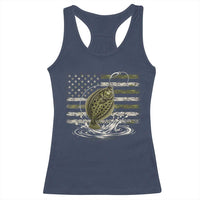 Flounder Fishing Camouflage American Flag Racerback Tank Top Patriotic Flatfish Angler Gift Saltwater Fishing Lovers