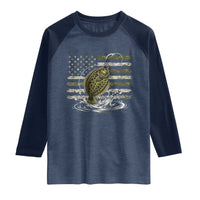 Flounder Fishing Camouflage American Flag Raglan Shirt Patriotic Flatfish Angler Gift Saltwater Fishing Lovers