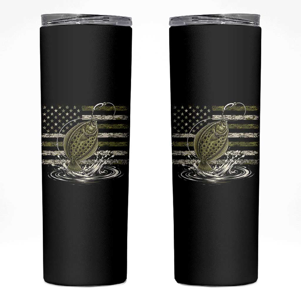 Flounder Fishing Camouflage American Flag Skinny Tumbler Patriotic Flatfish Angler Gift Saltwater Fishing Lovers