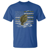 Flounder Fishing Camouflage American Flag T Shirt Patriotic Flatfish Angler Gift Saltwater Fishing Lovers