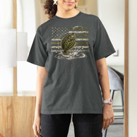 Flounder Fishing Camouflage American Flag T Shirt For Women Patriotic Flatfish Angler Gift Saltwater Fishing Lovers
