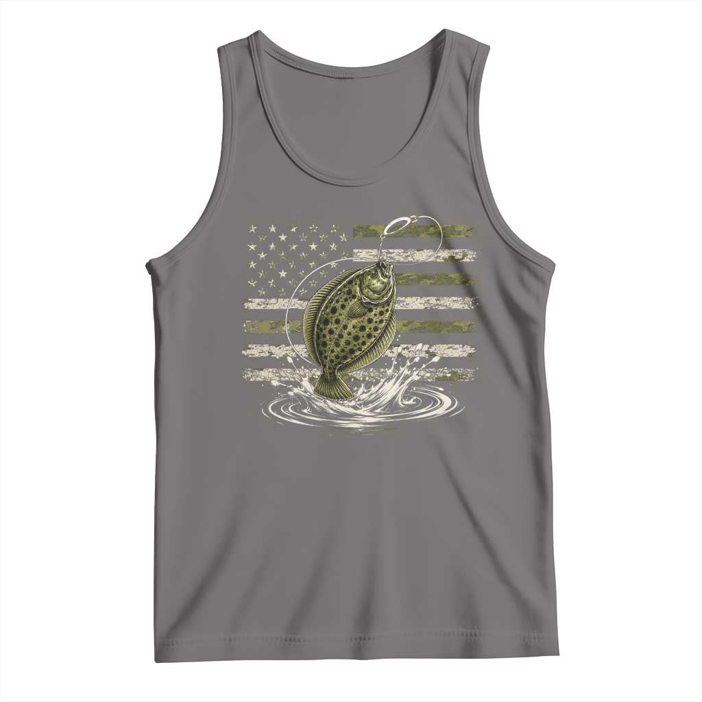 Flounder Fishing Camouflage American Flag Tank Top Patriotic Flatfish Angler Gift Saltwater Fishing Lovers