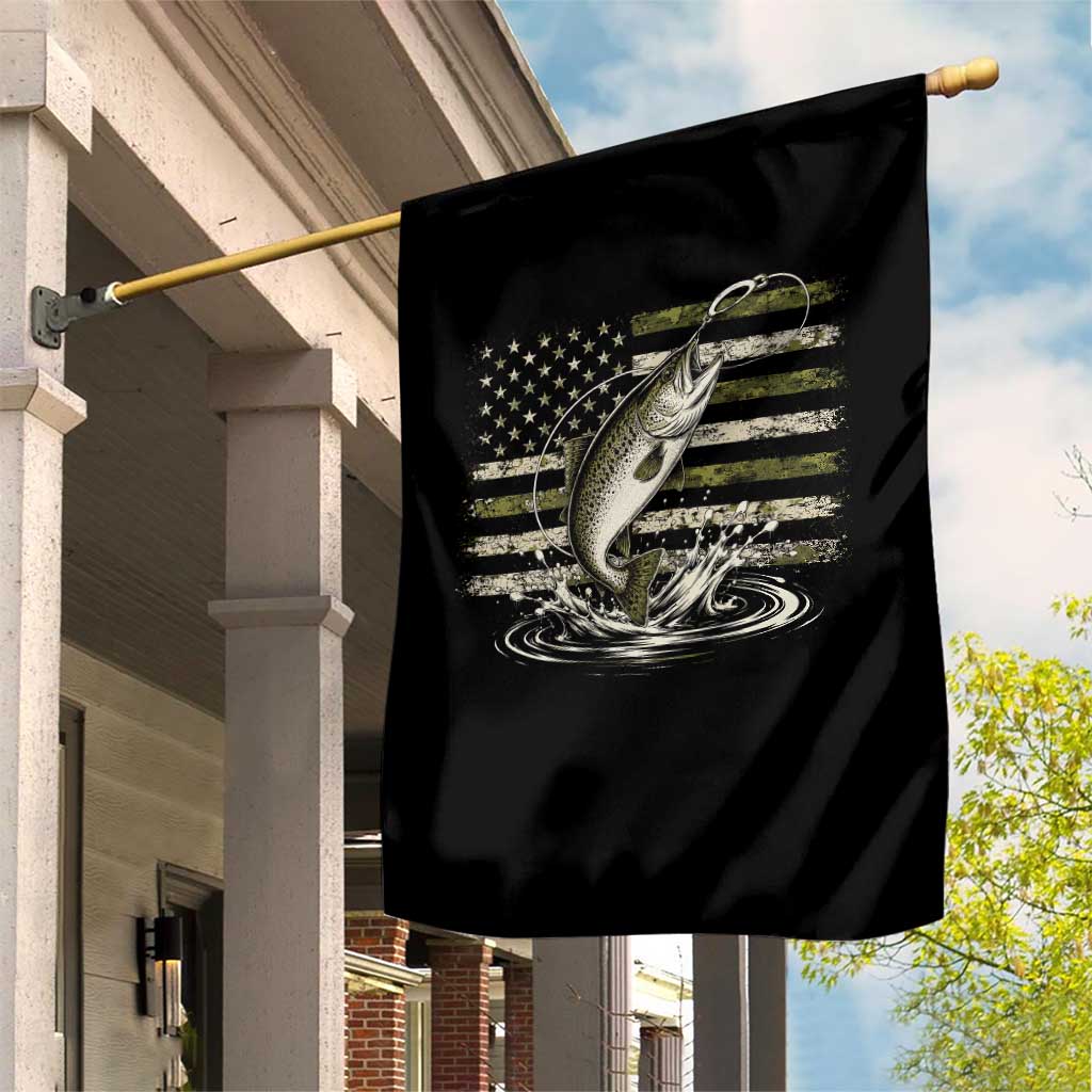 Camouflage American Flag Trout Fishing Garden Flag Patriotic Saltwater Angler Gift Sea Fishing Lovers