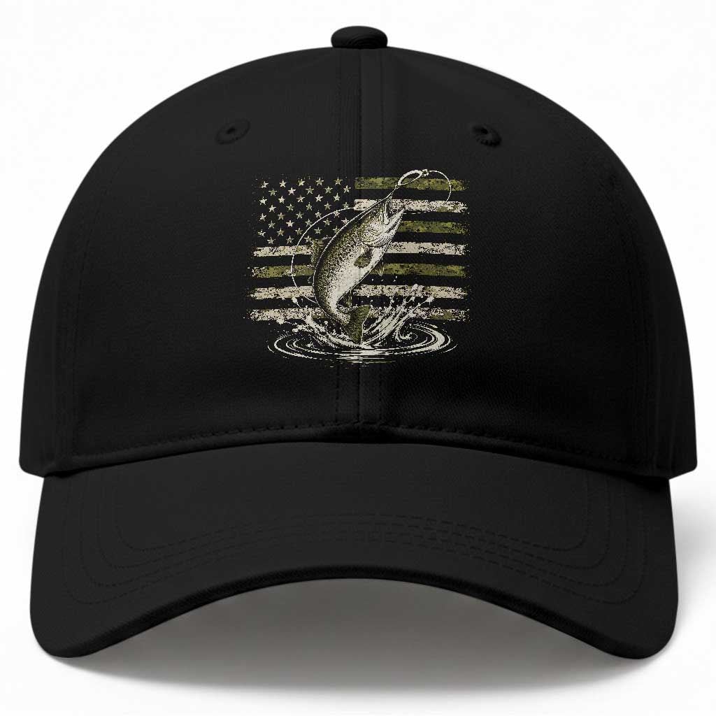Camouflage American Flag Trout Fishing Baseball Cap Patriotic Saltwater Angler Gift Sea Fishing Lovers