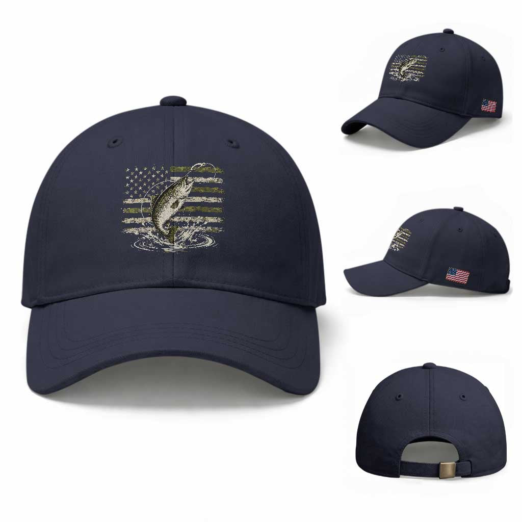 Camouflage American Flag Trout Fishing Baseball Cap Patriotic Saltwater Angler Gift Sea Fishing Lovers