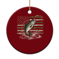Camouflage American Flag Trout Fishing Ceramic Ornament Patriotic Saltwater Angler Gift Sea Fishing Lovers