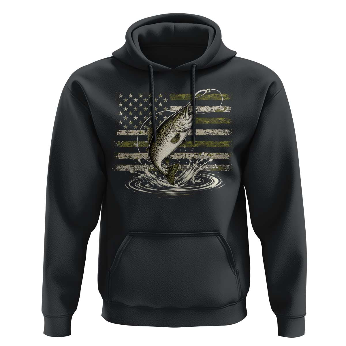 Camouflage American Flag Trout Fishing Hoodie Patriotic Saltwater Angler Gift Sea Fishing Lovers