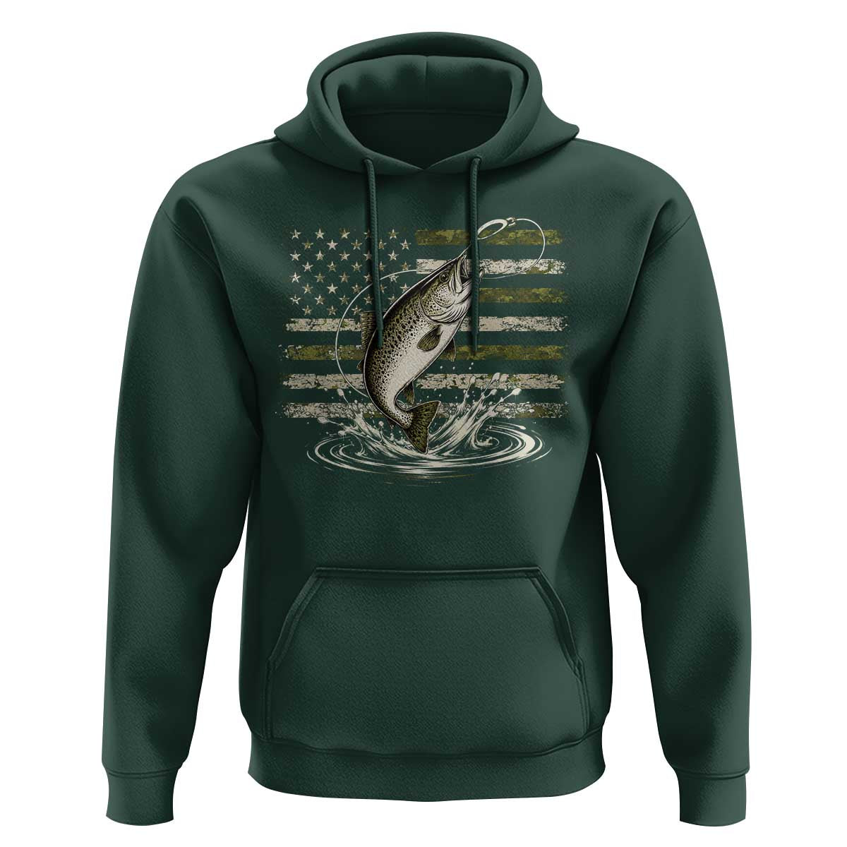 Camouflage American Flag Trout Fishing Hoodie Patriotic Saltwater Angler Gift Sea Fishing Lovers