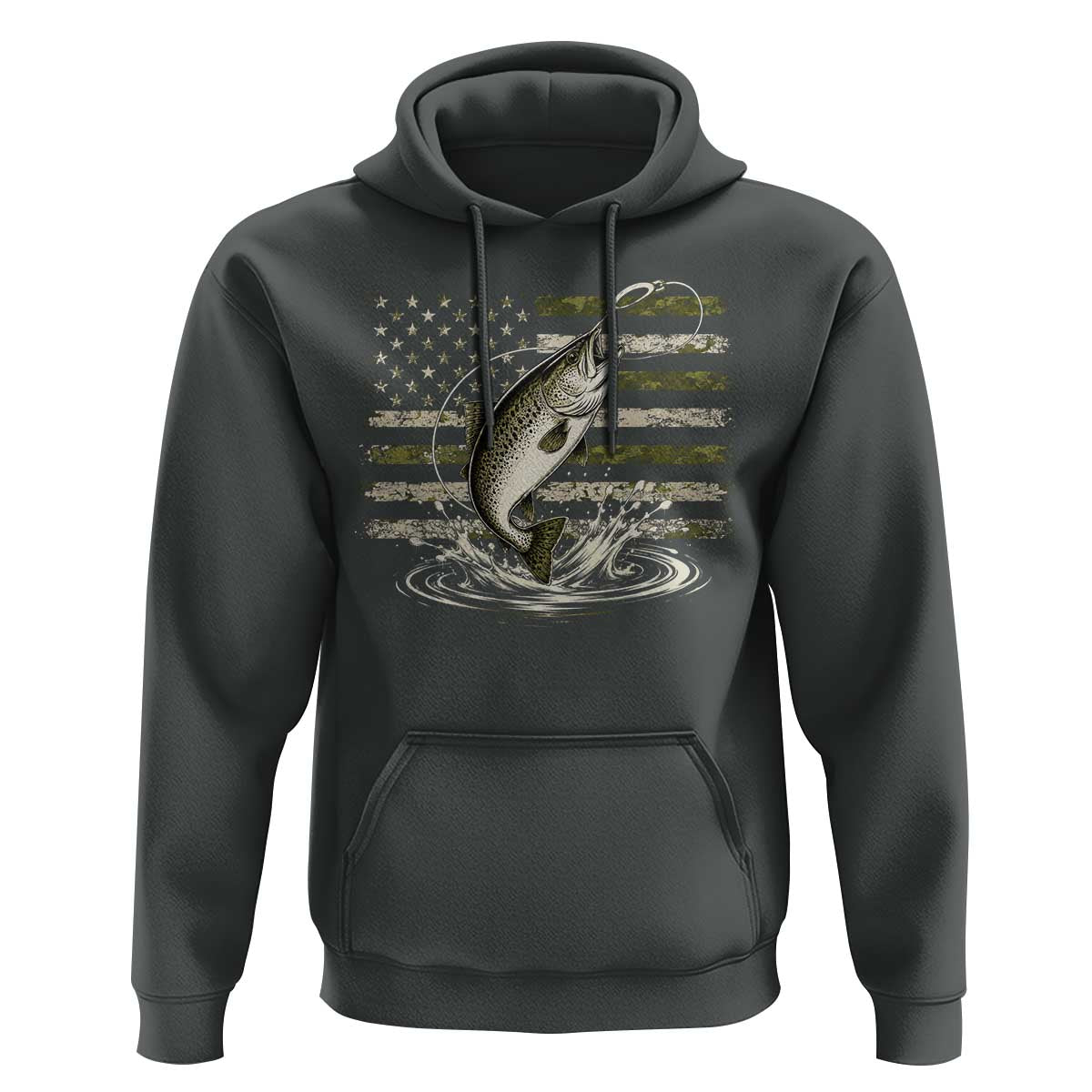 Camouflage American Flag Trout Fishing Hoodie Patriotic Saltwater Angler Gift Sea Fishing Lovers