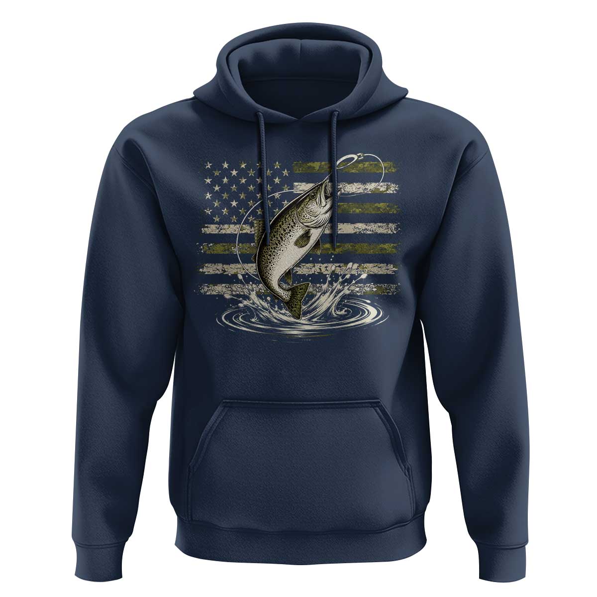 Camouflage American Flag Trout Fishing Hoodie Patriotic Saltwater Angler Gift Sea Fishing Lovers