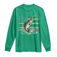 Camouflage American Flag Trout Fishing Long Sleeve Shirt Patriotic Saltwater Angler Gift Sea Fishing Lovers