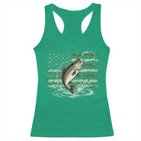 Camouflage American Flag Trout Fishing Racerback Tank Top Patriotic Saltwater Angler Gift Sea Fishing Lovers